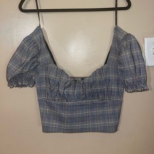 Plaid Off the Shoulder Top NWOT